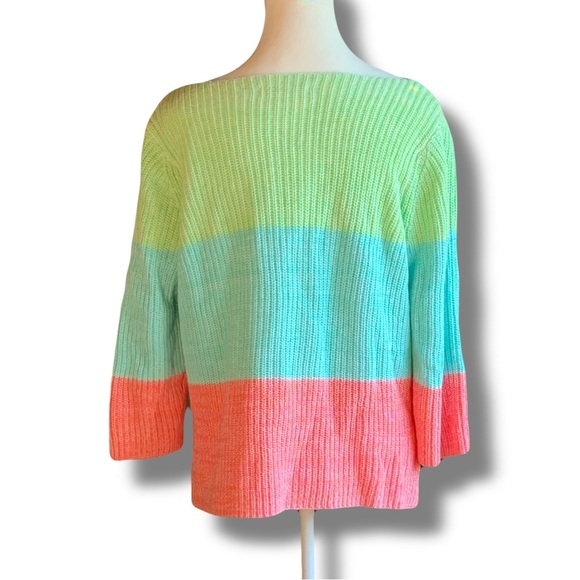 Cotton Medium Knit Sweater Y2K Oversized Colour Block Barbie Cozy Vintage Easter - Picture 6 of 7
